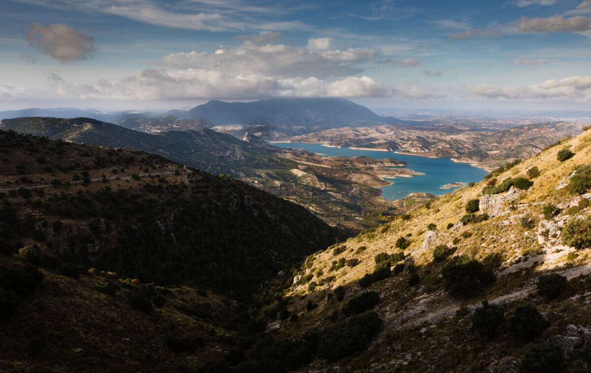 View of Lake Zahara in Sierra de Grazalema Natural Park / Walking holidays Andalusia Spain